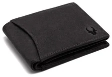 Black Leather Men's Wallet RFID Protected Bifold Slim Card Holder Gift