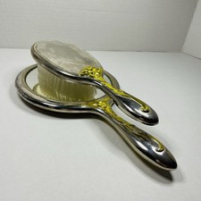 Vintage 2-Piece Silver Plated Vanity Set Comb  Brush Set