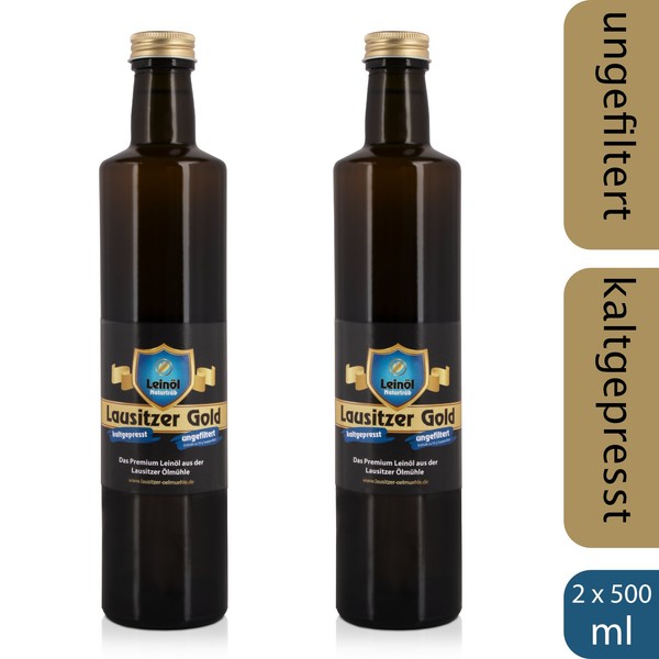 2 X LeinöL - Lausitzer Gold (Kaltgepresst Ungefiltert Premium LeinöL), 2 X 500Ml-image