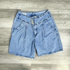 29  Waist Vintage 80s Nuovo Pleated Denim Western Shorts Cowgirl Bareback