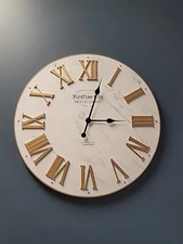 FirsTime &Co Gold Emmett Faux Marble Shiplap 27" Clock NEW SEALED FREE SHIPPING 