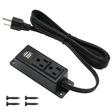 Power Strip with USB Ports, Wall Mounted Power Strip Flat Plug, 2AC Outlet 2 ...