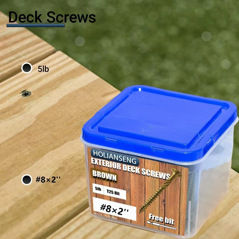 Tornillos de cubierta de 2 pulgadas, #8 x 2 620 piezas, resistentes al óxido, marrón #8x2,  Foto 4 de 4