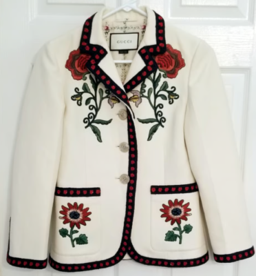 Gucci Ivory Floral Embroidered Jacket Size EU38/ US8 (see