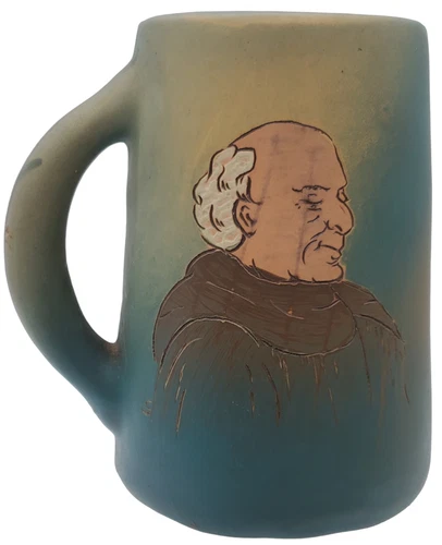 Weller Pottery Dickens Ware Handled Mug Monk Decoration Marked