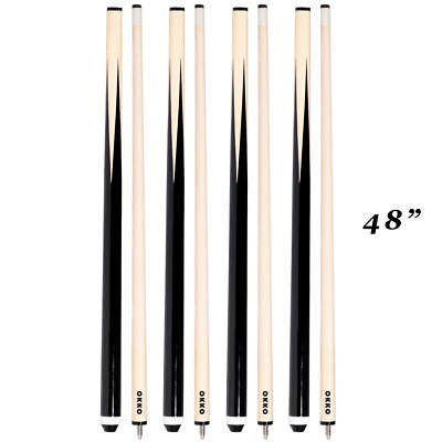 OKKO Pool Billiard Short Cue Sticks 48 , Glue-On Tip, No Wrap, Pack of 4