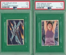 LOT 2) PSA VG LUKE SKYWALKER X-WING YOPLAIT SPAIN 1980 STAR WARS STICKERS *TPHLC