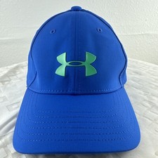 Under Armour Youth One Size Fits Most Baseball Hat Blue Logo Embroidered Hat