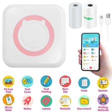 Mini Pocket Label Printer Wireless Thermal Paper Sticker Machine Photo Printer
