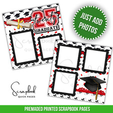 Graduation Choose Year Red Scrapbook PRINTED Premade Scrapbook Quick Pages 152