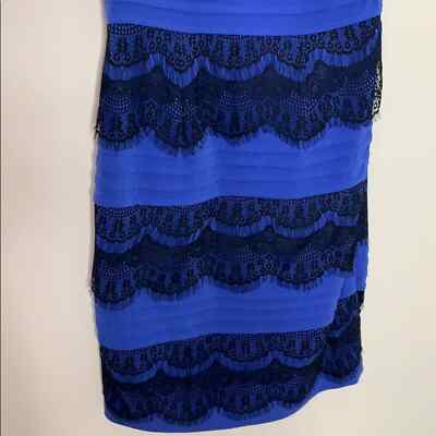 Sangria Blue with Black Lace Overlay Dress | eBay