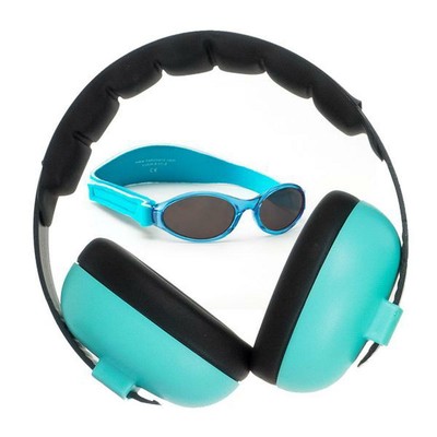 Baby Banz Earmuffs And Infant Hearing Protection And Sunglasses Combo 0-2 Years, Aqua Blue (9330696040365)