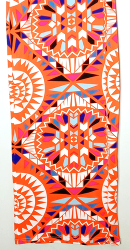 Maxi Dress Womens Size S Orange White Round Neck Polyester spandex - Picture 2 of 7