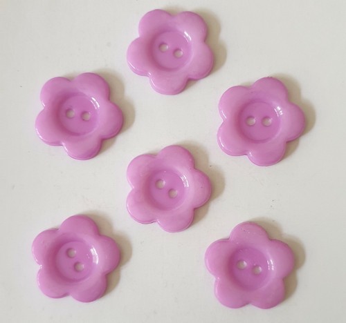 6 Pretty Flower Shaped Acrylic Buttons Size 20mm - Various Colours Available - Picture 7 of 13
