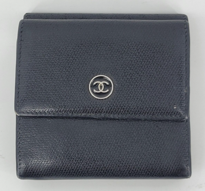 Chanel CC Black Leather Wallet Folding Made in Italy: Ships Free