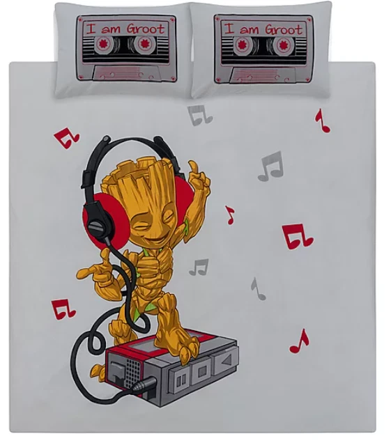 Guardians of The Galaxy King Duvet Reversible Set Bedding Groot Marvel Music New