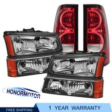 4x Black Housing Headlights Red Tail Lights For 2003-2006 Chevy Silverado New 4x Black Housing Headlights Red Tail Lights For 2003-2006 Chevy Silverado New