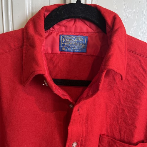 Vintage Pendleton Mens RED Flannel Shirt M 100% Pure Virgin Wool Made in USA - Picture 5 of 9
