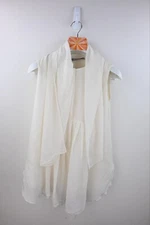 Feathers double layer  sleeveless silk top with scarf detail in cream size S