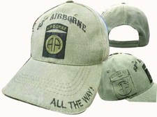 82nd Airborne Insignia Hat / U.S. Army Washed OD Green Baseball Cap