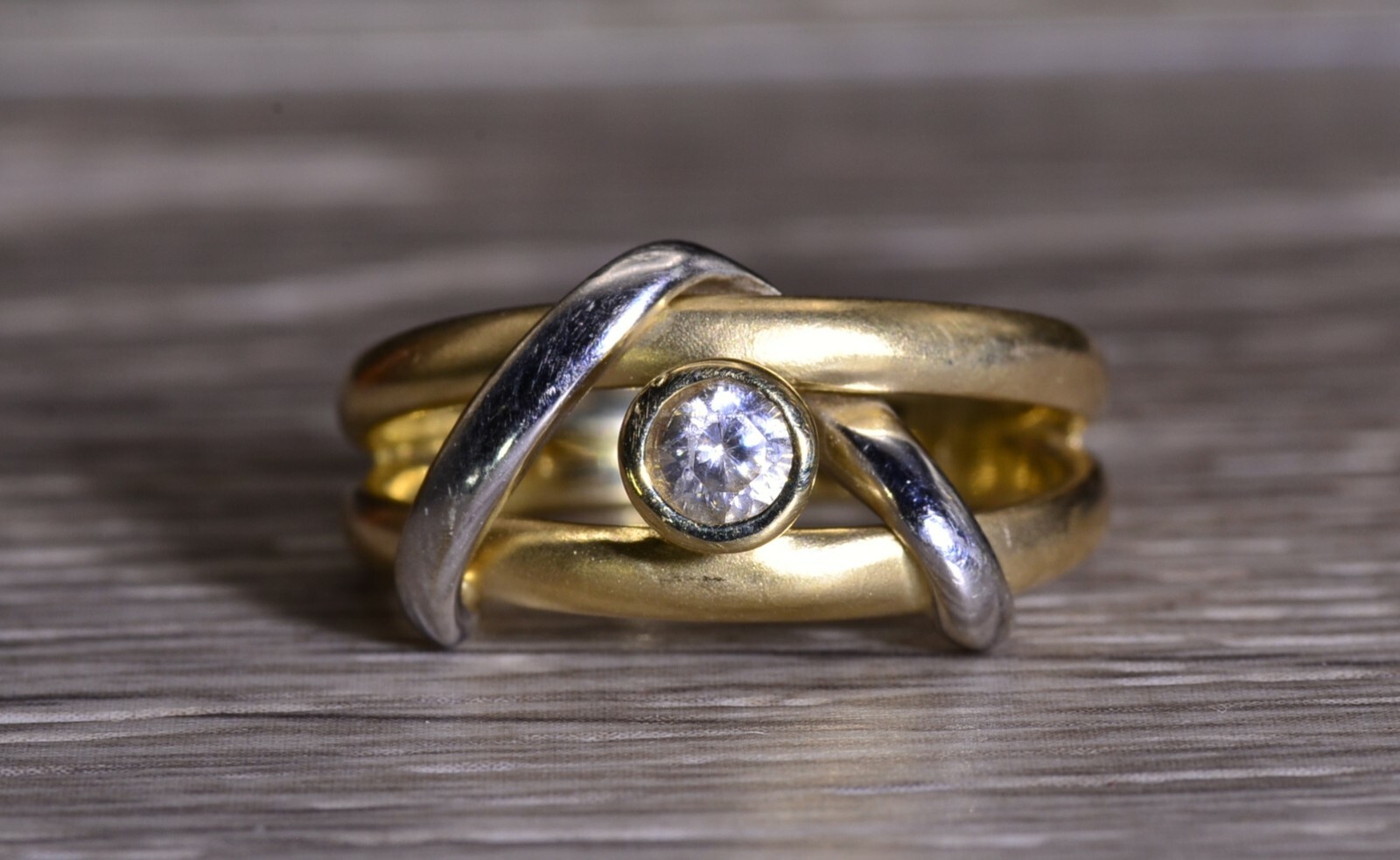 14K Two-Tone Ladies Ring Set with Cubic Zirconia Elegance
