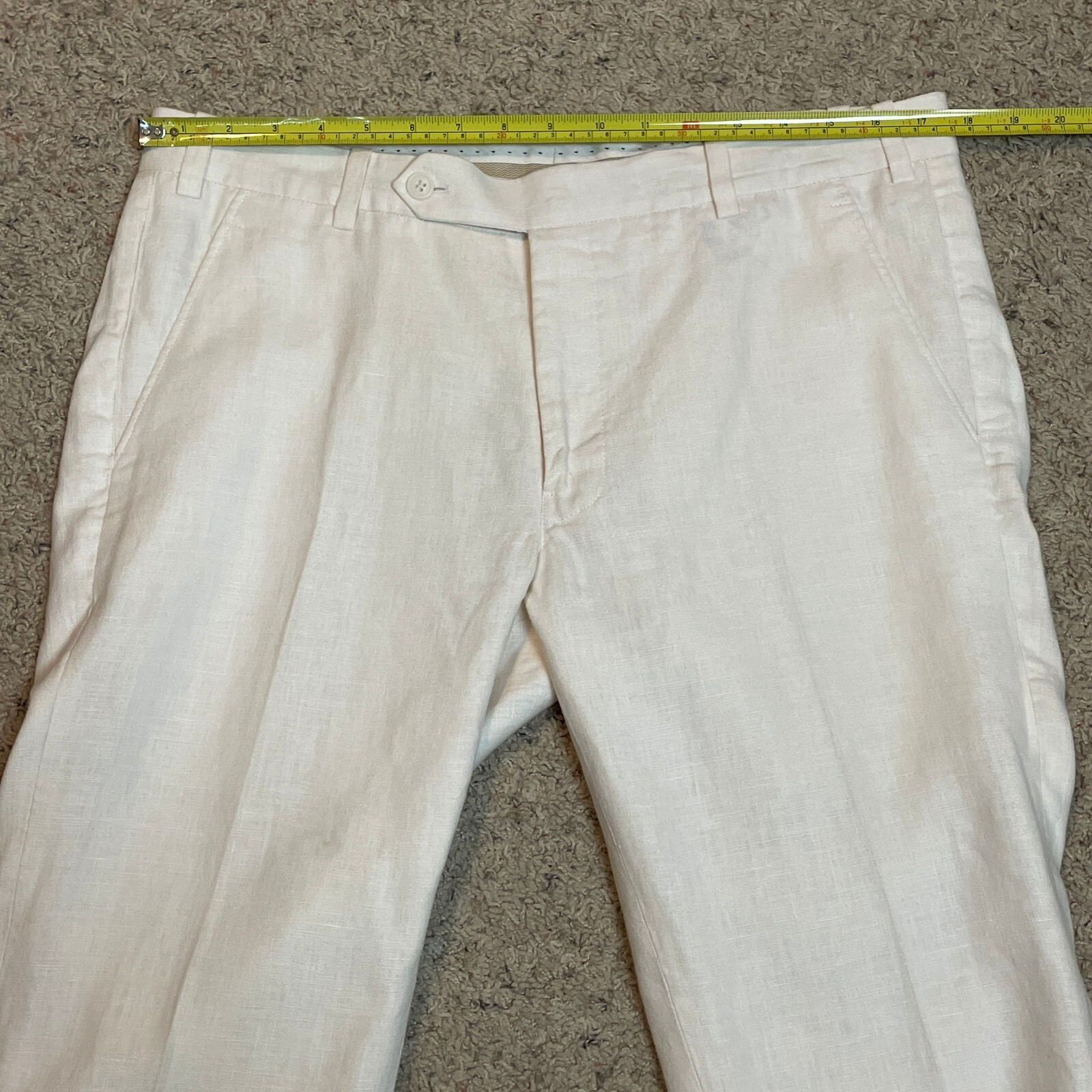 Studio Suits Bespoke Suit Mens 42L 100 Linen Ivory B… Gem