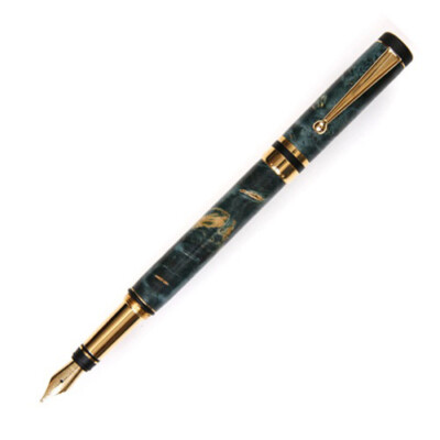 Classic Elite Fountain Pen - Blue Box Elder, 24kt Gold Plating