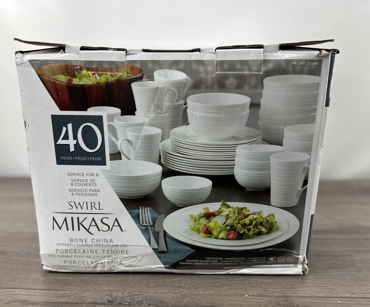 Mikasa Swirl 40-piece Bone China Dinnerware Set, New | Open
