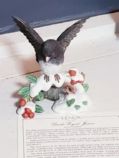 1991 Lenox  " Dark-Eyed Junko "  Porcelain Bird & Flower w/COA Paper