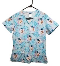 Frosty The Snowman Scrub Top Shirt Size XS Holiday Let It Snow Essential Workers