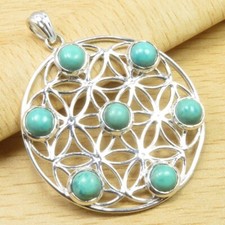 TURQUOISE Pendant 3.7 cm 925 Solid Sterling Silver Cheap Jewelry Online