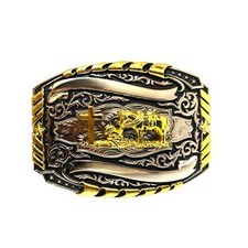 Praying Cowboy Western Style Belt Buckle Hebilla Vaquero Orando en Cruz.