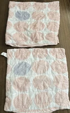 Pair of West Elm Quilted Pillow Shams Cirlce Geometric White Pink Blue Euro Pick