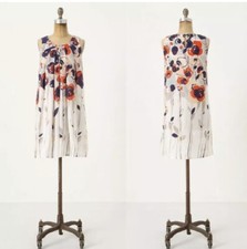 Anthropologie Isabella Sinclair Garden Party Silk Floral Shift Dress Size 0