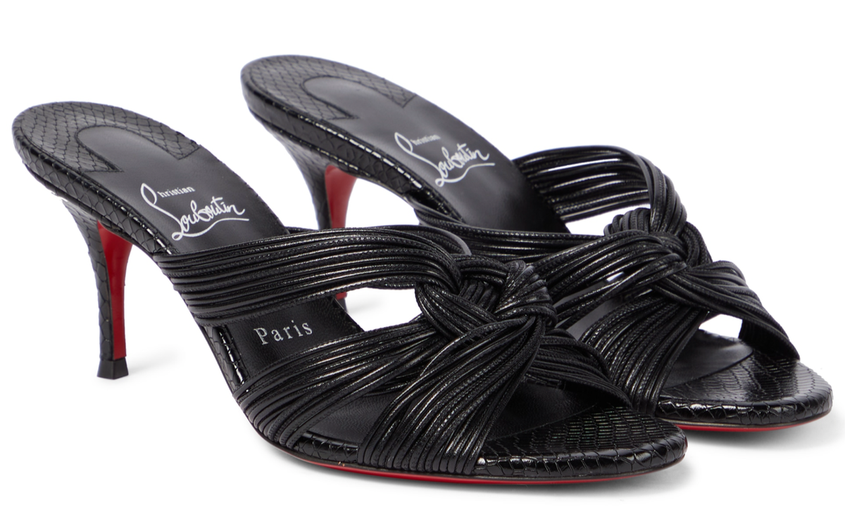 Christian Louboutin Multitaski 70 Black Strap Backless Mule Kitten