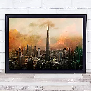 Burj Khalifa Dubai Drone Texture Architecture Painterly Creative Wall Art Print - Picture 1 of 1