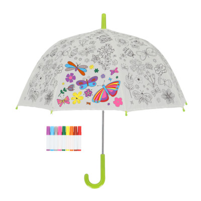 PIY Kinder Regenschirm transparent SCHMETTERLING incl. Stiften
