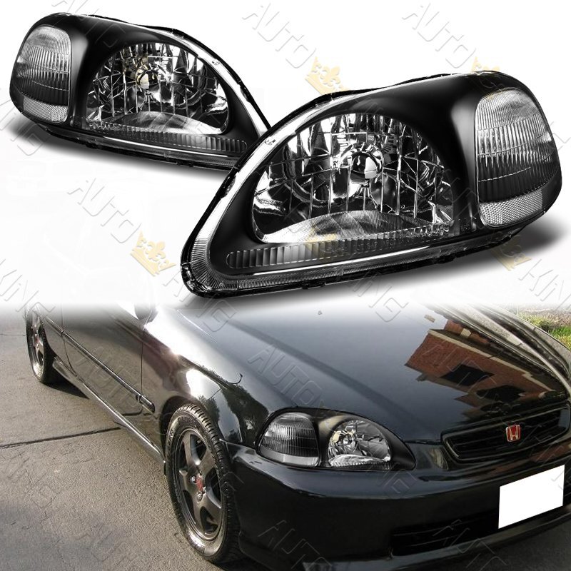 FIT 96-98 HONDA CIVIC JDM BLACK HOUSING HEADLIGHTS W/CLEAR