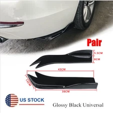 2pcs Glossy Black Car Rear Bumper Spoiler Canards Fins Diffuser Lip Body Kit ABS