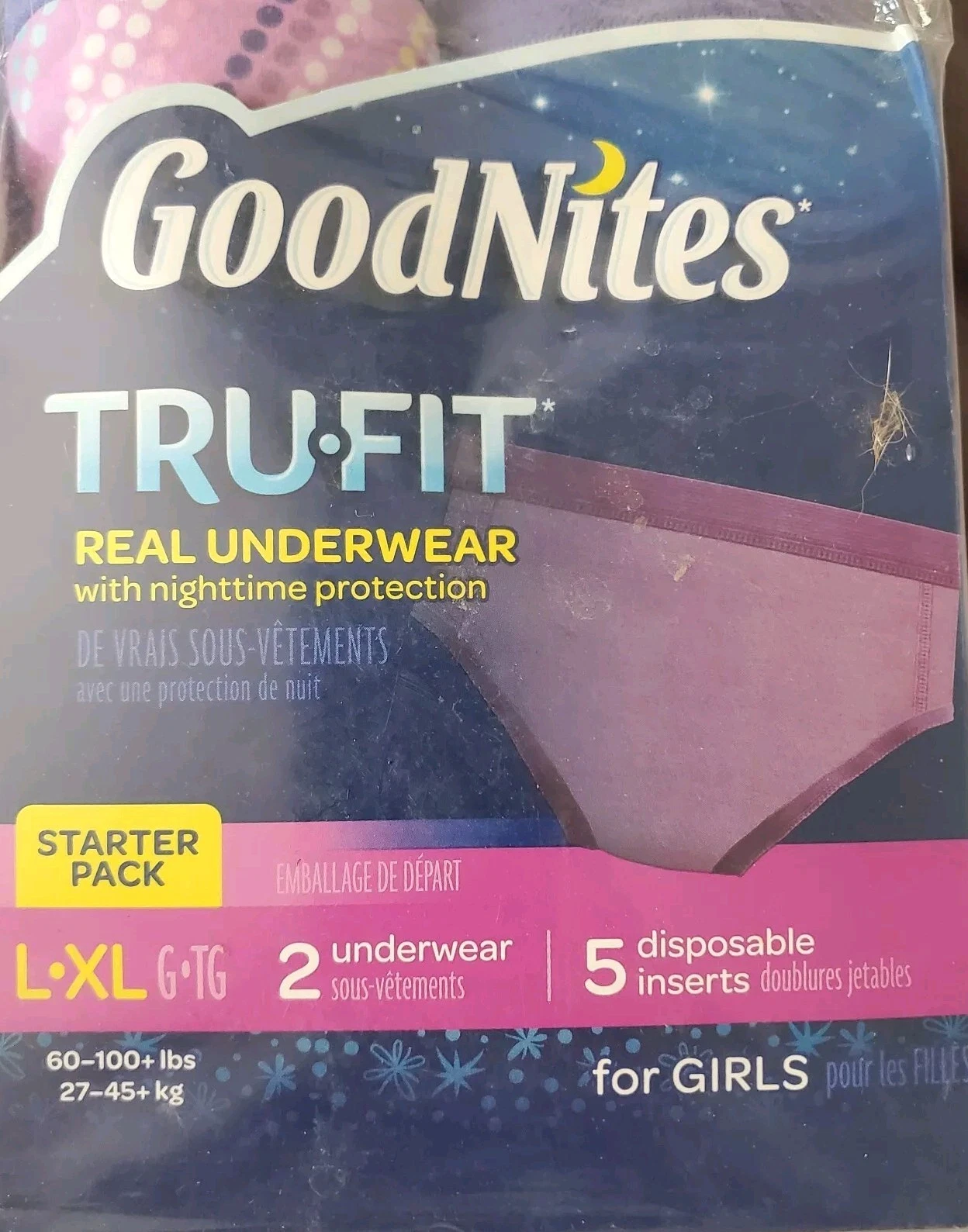 Goodnights TruFit Girls L- XL Underwear Nighttime Protection Starter Pack New