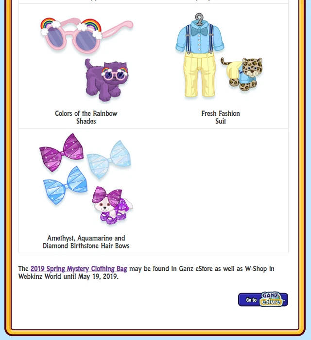 2019 Ganz eStore SPRING MYSTERY CLOTHING Webkinz Fresh Fashion Suit