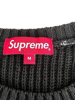 BRAND NEW SUPREME Small Box Logo Black Textured Knit Sweater