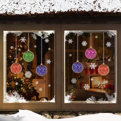 THE TILE STICKER COMPANY Christmas stained glass Bauble snowflakes Window Stickers Clings Reusable CLING