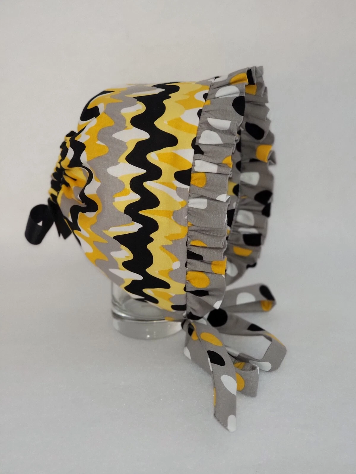 Yellow and Black Baby Bonnet/ Baby Hat/ Sun Hat