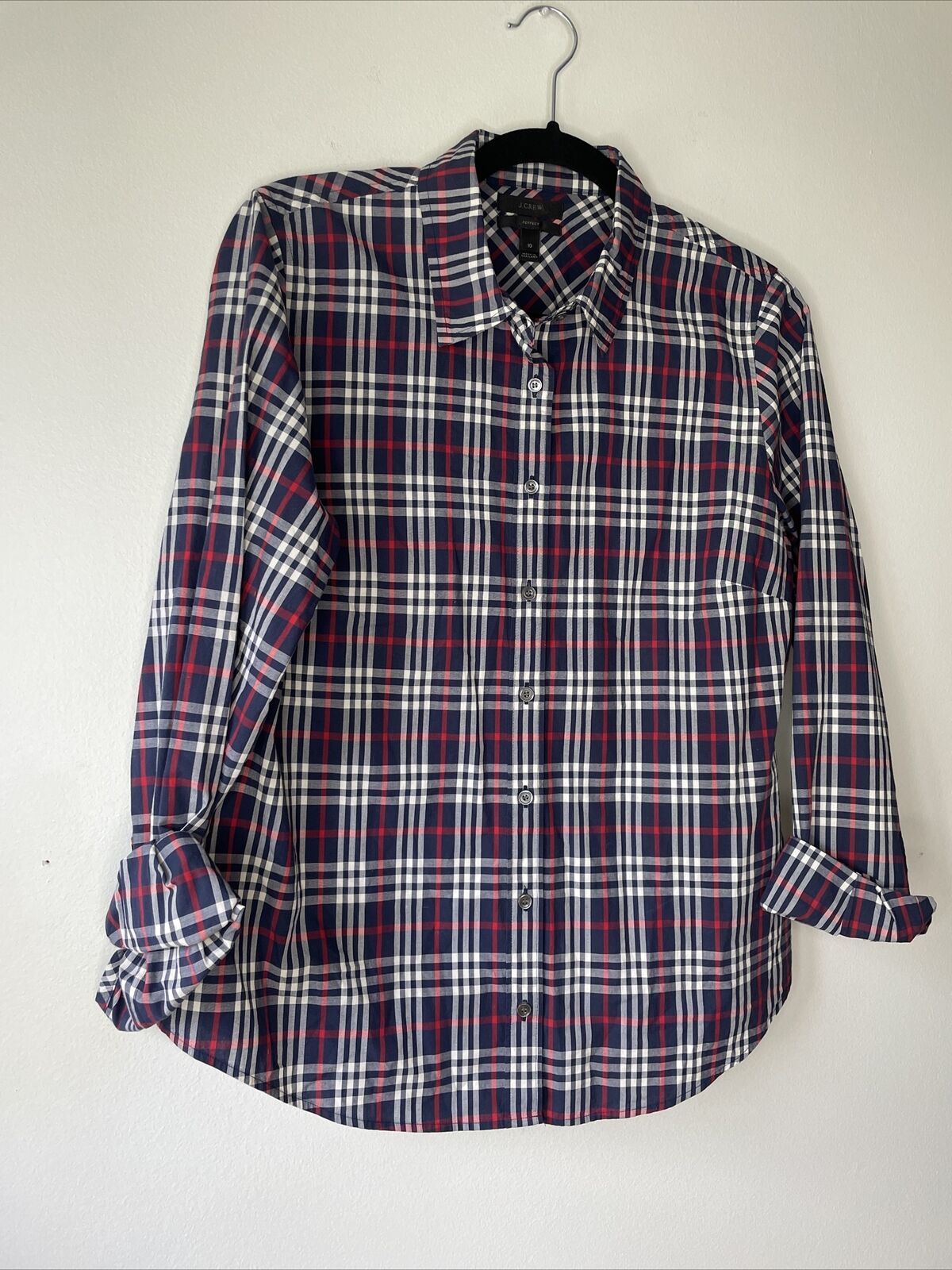 j crew shirt size 10 perfect fit plaid button up … - image 3