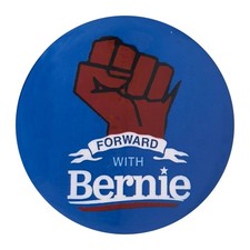 Senator Bernie Sanders Button Pin Fight Forward with African American Hand Fist