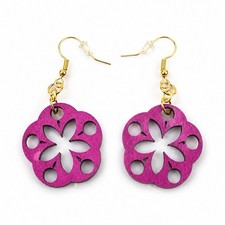 Pink Flower Cutout Dangle/Drop Hook Earrings ...
