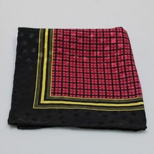NWOT 100 Silk Pocket Square In Pink / Black / Yellow Geometric Made In Italy