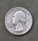 1951-D 90% SILVER Washington Quarter