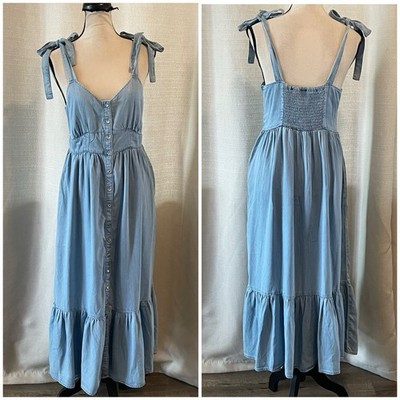 Levi's Katherine Sleeveless Midi Tiered Dress Recharged Vibe Blue Sz M NWT